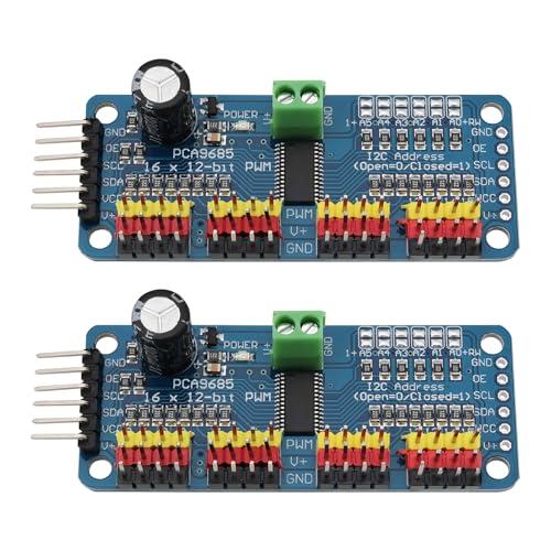 The Lord of the Tools 2 Stücke PCA9685 16 Kanal 12 Bit PWM Servo Treiber Bord IIC Schnittstelle Kompatibel mit Raspberry Pi Roboter Servomotor Treiber Modul