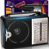 Retoo Radio Tragbares, Retro Radio, Vintage Radio, Hohe Lautstärke, traditionelles Radio mit 3 Frequenzen AM/FM/SW, FM 64–108 MHz, Mittlere Größe 155 x 55 x 100 mm mit AA-Batterie