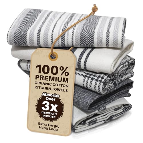 LinenWeave Packung mit 5 geschirrtücher – 100% geschirrtücher Baumwolle, 45 x 70 cm – Super saugfähiges küchentücher – Maschinenwaschbar geschirrhandtücher – küchenhandtücher