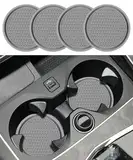 Flaconi 4-teiliges Auto-Untersetzerset,Getränkehalter-Einsatz im Auto,Auto-Untersetzer für Getränkehalter,Auto-Innenausstattung,Auto-Becheruntersetzer,7 cm rutschfeste Getränkematte (Grau)