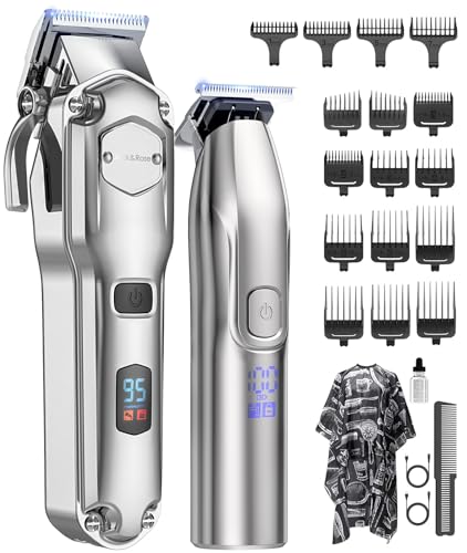 Jack & Rose Haarschneidemaschine, Profi Haarschneider Kabellos & Wiederaufladbar, IPX7 Wasserdichte Präzisionstrimmer, Bartschneider, Friseur, Rasierer, Pflegeset für Herren