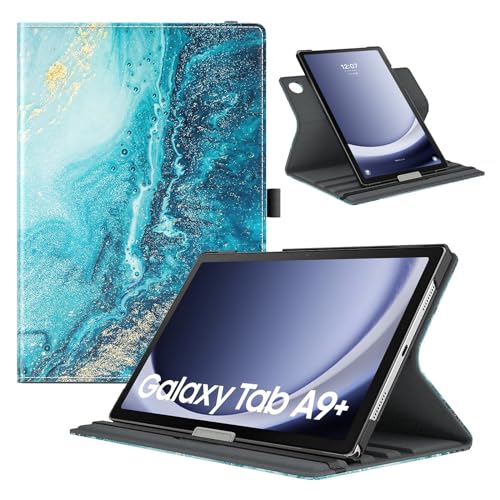 TiMOVO Drehbar Hülle Kompatibel mit Samsung Galaxy Tab A9+/A9 Plus 11 Zoll 2023 SM-X210/X216/X218, 90 Grad Drehbar Ständer Hülle, Auto Schlaf/Aufwach Schutzhülle für Galaxy Tab A9+ Tablet,Vergoldend