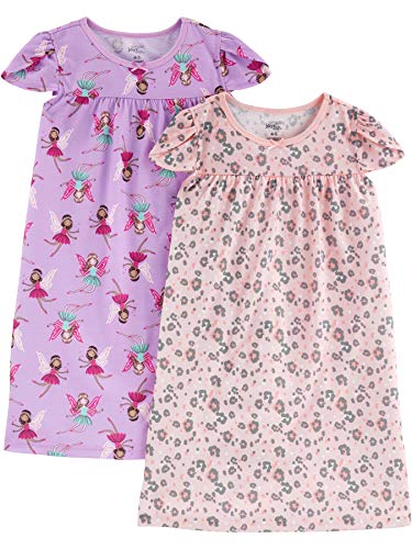 Simple Joys by Carter's Mädchen 2-Pack Nightgowns, Fee/Tiermuster, 6-7 Jahre (2er Pack)