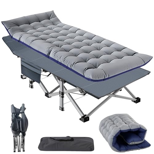 ZIKEBTUY Feldbett Gästebett Klappbar mit Matratze, Campingbett Tragfähigkeit 200 Kg, 1200D Oxford-Gewebe Klappbett 190×71×36 cm Erwachsene mit Tragetasche für Outdoor Indoor Garten Camping Strand