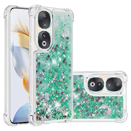 Nadoli Glitzer Treibsand Hülle für Honor 90,Silikon Stoßfest Handyhülle Transparent TPU Bumper Schutzhülle Flüssig Durchsichtig Quicksand Case