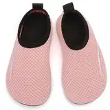 Badeschuhe Kinder Jungen Mädchen Wasserschuhe Schwimmschuhe Leicht Strandschuhe Aquaschuhe Surfschuhe Water Shoes für Schwimmbad Beach Pool Surfen Wasserpark (Pink Einfache Linie,28 EU)