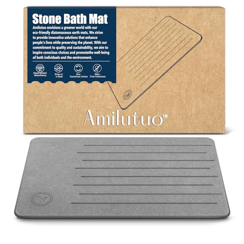 Amilutuo Badematte Stein, Diatomite Stone Bath Mat, rutschfeste Stein Badematte, Badematte Stein Schnelltrocknend