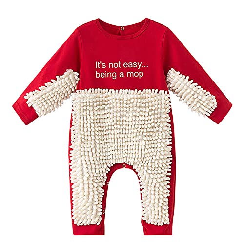 OBiQuzz Jumpups Jungen Mädchen Romantiker Baby Neugeborener Fester Onesie Mop Krabbeln Baby Säuglingsmädchen Strampler & Gefütterter Regenanzug Kinder (Red, 6-12 Months)