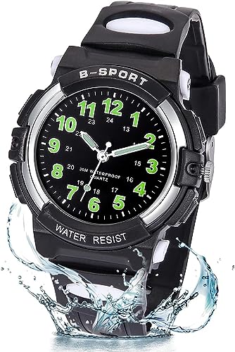 GUUMUXIN Kinderuhr Jungen Mädchen,Armbanduhr Jungen Analog,Armbanduhr Kinder,Analog Quartz Uhr mit Armbanduhr Kautschuk Wasserdicht Outdoor Sports Uhren von 5-14 Jahren