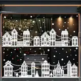 DIYDEC 10 Blätte Weihnachten Fensteraufkleber, Fensterbilder Winter Haus Weihnachtsdeko Selbstklebend Weihnachtsfensterbilder für Xmas Winter Hause Weihnachtsdeko