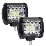 URAQT LED Arbeitsscheinwerfer, 2x60W Auto Scheinwerfer 6000K Zusatzscheinwerfer, IP65 Wasserdicht Strahler Offroad Flutlicht, Rückfahrscheinwerfer für Auto, Traktor, SUV, UTV, ATV, 4 Zoll