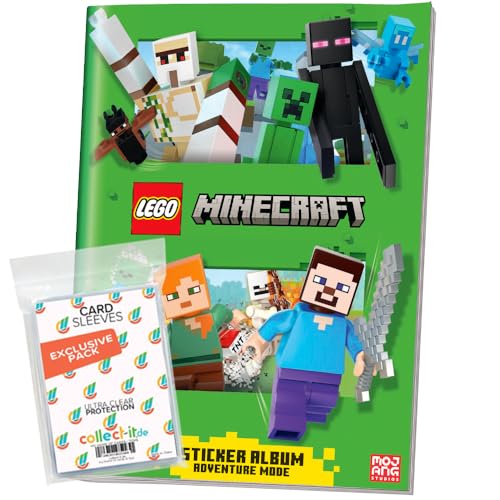 Bundle mit LEGO Minecraft Adventure Mode - Serie 1 - Sammelsticker - 1 Album + Exklusive Collect-it Hüllen