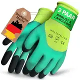 WOLFSFELLER 3 Paar robuste & komfortable Gartenhandschuhe Damen & Gartenhandschuhe Herren Gr 8 - Handschuhe Garten Handschuhe - Gardening gloves mit doppelt beschichteten Fingerspitzen