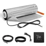 EH Expert AluPROFI -150 W/m²- 15 m² - - Heizmatten-Set für schwimmende Bodenbeläge – Elektrische Fußbodenheizung für Vinyl, Laminat, Parkett – mit Touch-Thermostat und Installationsmaterial (Schwarz)