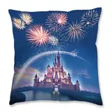 QDUODUO Kissenbezug Kinder, Anime Märchenschloss Kopfkissenbezug Kissenhülle, Superweich Plüsch Zierkissenbezüg mit Doppelseitigem Muster Verdecktem Reißverschluss für Bett Sofa Stuhl Auto, 45x45cm