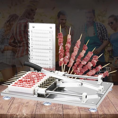 10-Spieße-Grillspieß-Herstellungsmaschine aus Edelstahl, Grillspieß-Fleischspieß-Werkzeug, manuelles Kebab-Spieß-Herstellungswerkzeug, schnelle tragbare Kebab-Box
