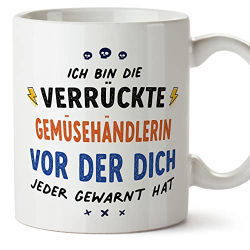 Mugffins Tassen/Becher mit Spruch für GEMÜSEHÄNDLERIN - Auf Deutsch - Dich alle gewarnt haben - 11 oz / 330 ml - originelles und lustiges Geschenk Mitarbeiter