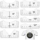 8 Stücke T-Shirt Lineal Guide,T-Shirt Ausrichtungslineal Tragbares Shirt Alignment Tool T-Shirt Platzierung Führung Lineal,für V-Ausschnitt Rundhals Ausschnitt Erwachsenen Jugend Design (weiß)