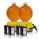 LED-MARTIN® 2er Sparset Warnleuchte - gelb - automatische TAG/Nachtschaltung - Blinklicht - Warnleuchten - Baustellenleuchte - Straßenbau - Absicherung - Straßenverkehr - Absperrtechnik