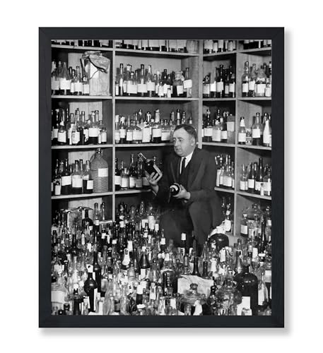 Poster Master Likörladen-Druck, Weinkeller-Poster, Alkohol- und Barwagenkunst, schwarz-weißes Wanddesign, Fotografie-Kunst, tolle Wanddekoration für Bar oder Männerhöhle, 28,9 x 35,6 cm, ungerahmt