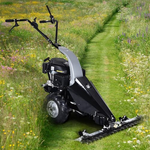BRAST® Balkenmäher Benzin 3,5kW(4,8PS) mit Antrieb Schnittbreite 97cm Luft-Bereifung mit Geländeprofil Rasenmäher Hochgrasmäher Wiesen-Mäher 196ccm