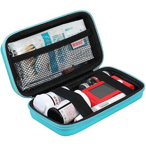 BOVKE Diabetes Supplies Case, Diabetes Reisetasche für Testkit, Blutzuckermessgeräte, Teststreifen, Medikamente, Lanzetten, Nadeln, Spritzen und andere Diabetes Supplies, Türkis