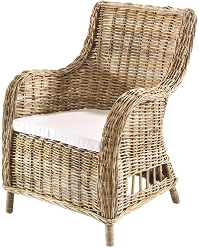 Kobolo Sessel Rattansessel Aberdeen aus Rattan in kubu Gray mit Kissen - Innenbereich geschützter Außenbereich