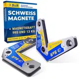 S&R Schweißmagnet Set 2-tlg. Winkel 15° 45° 60° 90° 120° 135° 165°, Montagehelfer Schweißwinkel Winkelmagnet mit hoher Haltekraft