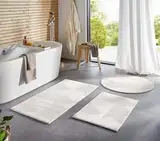 Taracarpet Badematte Homestyle rutschfest waschbar Badezimmerteppich Bad-Vorleger, WC Deko, Duschvorleger für Dusche und Badewannen sehr weich und als Set kombinierbar Creme Wellen 060x120 cm