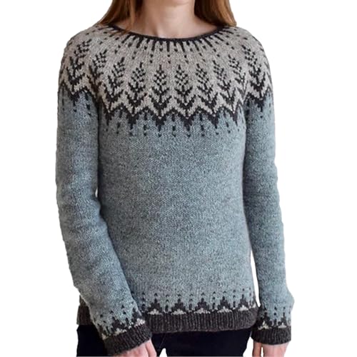 Generisch Damen Pullover Herbst Winter Damen Leichter, Langärmeliger Pullover Mit Rundhalsausschnitt Damen Pullover Herbst Große Größen 6XL Pullover Weihnachten Damen