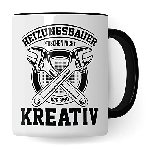 Heizungsbauer Tasse Geschenkidee Heizung Kaffeetasse Geschenk für Heizungsinstallateur Kaffeebecher Heizungsbau Becher (Weiß & Schwarz)