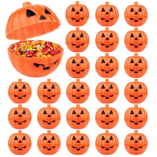 ASTARON 24 Stück Kürbis Halloween behandeln Container für Halloween Schnitzeljagd Spiel, Halloween Kürbis Trick oder behandeln Süßigkeiten Boxen für Halloween Party Favors