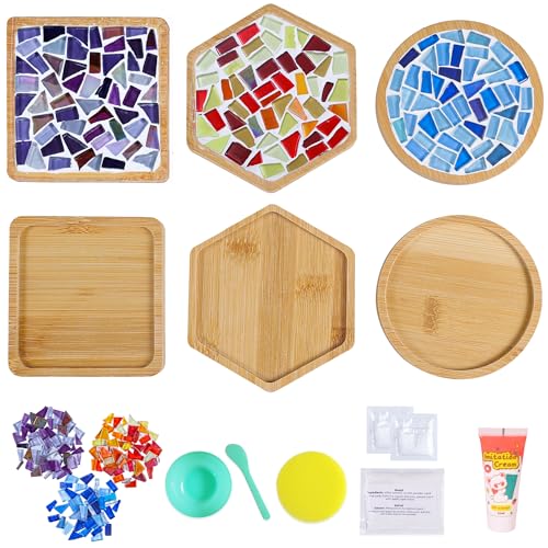 AiYoYo 3 Stück Mosaik Untersetzer DIY Bastelset Geschenke für Kinder und Erwachsene Kreatives Basteln kindergeburtstag für Mädchen Geburtstagsgeschenk 5 6 7 8 9 10 + Jahre