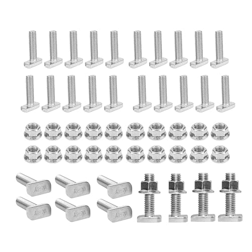 20 Stück Hammerkopfschrauben M10 x 25, Hammerkopfschrauben-Set, Flanschmuttern Hammerkopfschrauben Set für Ankerschienenschrauben, Gewächshaus Edelstahl Photovoltaik und Solar Montage (M10)