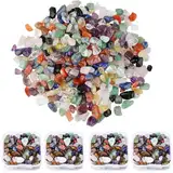 4 Box/750 Stück Edelstein Perlen Unregelmäßige Crystal Gemstone Beads Kristalle 5-8mm Edelsteine mit Loch Edelstein Perlen zum Auffädeln für Auffädeln DIY Armbänder Halskette Schmuck basteln etc.