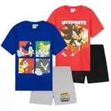 Get Trend Pyjama Jungen Schlafanzug Kinder Kurz 2er Set Weich und Bequem Schlafanzug Set für den Sommer Geschenke für Jungs (4-5 Jahre, Mehrfarbig Sonic, 2)