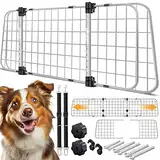 Lovpet® Hundegitter Auto, Autoschutzgitter Trenngitter Universal, verstellbare Breite, Kopfstütze Kofferraum Autogitter Maße 30 x 91-153 cm Kofferraumgitter + 2X Sicherheitsgurt für Hunde, Grau