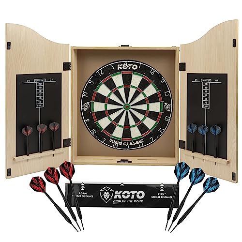 KOTO - Darts Centre, Komplettes Dartboard Set mit Schrank, Darts, Perfekt für Anfänger, Einfache Installation, Offizielle Maße