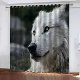 Schattierung Vorhänge 2Er Set 3D Tierischer Wolf Druck Isolierung Schalldichte Kinder Gardinen Blickdicht Mit Ösen Vorhang Fenster Für Wohnzimmer Schlafzimmer Balkon 170 X 200 cm -7R0E-O6U