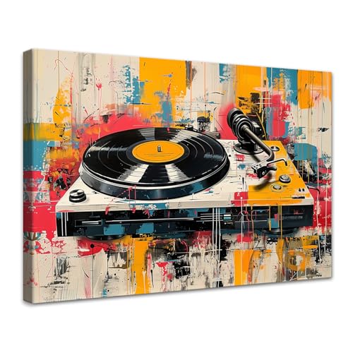Novatique Vinyl-Schallplatten-Wandkunst, Vintage-Musik, Audio, Leinwand, Wandkunst, Musikaufzeichnung, Gemälde, Druck, Display, Spieler, Bild, Kunst für Wohnzimmer, Schlafzimmer, 30,5 x 40,6 cm