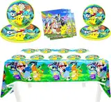 Kinder Partygeschirr Set, 41 Stück Geburtstag Party Set für Kinder, Cartoon Partygeschirr Set, Anime Geburtstagsdeko, Teller + Servietten + Tischdecke, Kindergeburtstag Deko Party Zubehör (41)