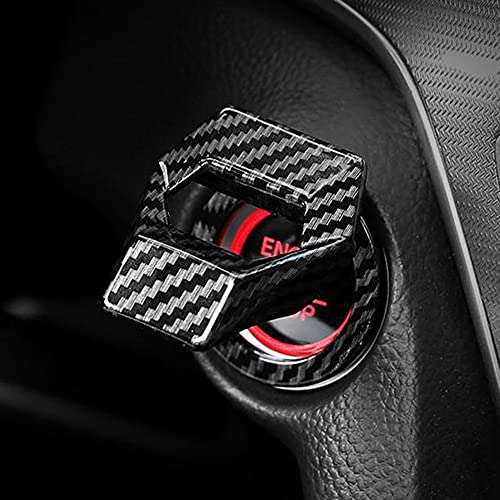 HELLOGIRL Auto Styling Aufkleber Universal Auto Motor Start Stopp Knopf Abdeckring Zündung Start Stopp Knopf Kohlefaser Zubehör Trim Druckknopf Schalter Dekor Aufkleber Auto Interieur Zubehör