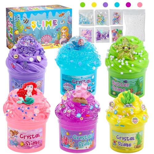 6-teiliges Meeresschleim-DIY-Set, superweiche Butter, Kinderknete, Spielzeuggeschenke, Schleim als Partygeschenk, Geburtstag, Halloween, Mädchen und Jungen