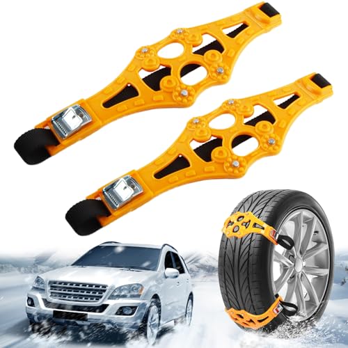 FairyPeach Auto Schneeketten, 2 Stück Schneeketten Universal, Reifen-Schneeketten-Set, Gleitschutzkette für Autoreifen, Car Snow Chains, für Reifenbreiten von 165–275 mm, die Meisten Autos, Lkws, Suvs