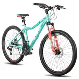 Hiland 26 Zoll Mountainbike für Frauen, 21-Gang mit Lock-Out-Federgabel, Dual-Scheibenbremsen, Aluminium-Rahmen MTB, Erwachsene Damen Damen Fahrrad Herrenfahrrad, Mint Grün