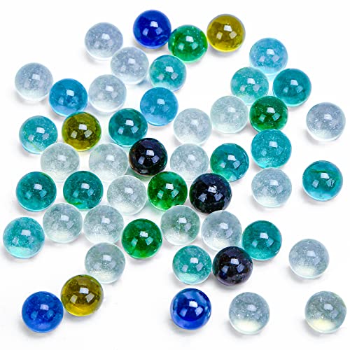 HAKACC Murmeln Glas, 50 STK. Muggelsteine bunt Kinder Deko Kugeln Spielzeug Durchsichtig Klare Glasmurmeln