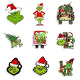 YATOSEN Weihnachten Grinch Brosche Schädelkopf Abzeichen Pin Weihnachten Mitbringsel für DIY Kleidung Pullover Hemd Rucksack Hut 9 Stück