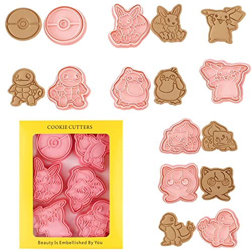 Cartoon Ausstechform, Kinder Keksausstecher Set, 3D Plätzchen Ausstecher Kunststoff, 8 Stück Keksausstecher Set, Kinderkekse Kinderkuchen Cartoon Form