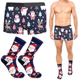 Xionghonglong Weihnachten Boxershorts Herren Lustige Unterhosen Männer Geschenke Boxer Mit Weihnachtsstrümpfen (L)