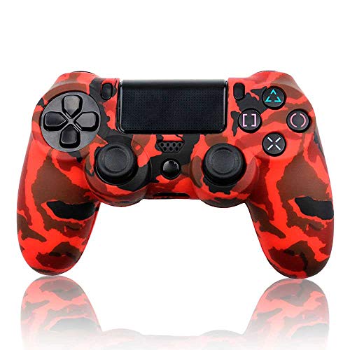 OcioDual Silikon Schutz Hülle Kompatibel mit PS4/Slim/PRO Camo Rot Controller Cover Skin Case Protector Anti-Rutsch Gummi